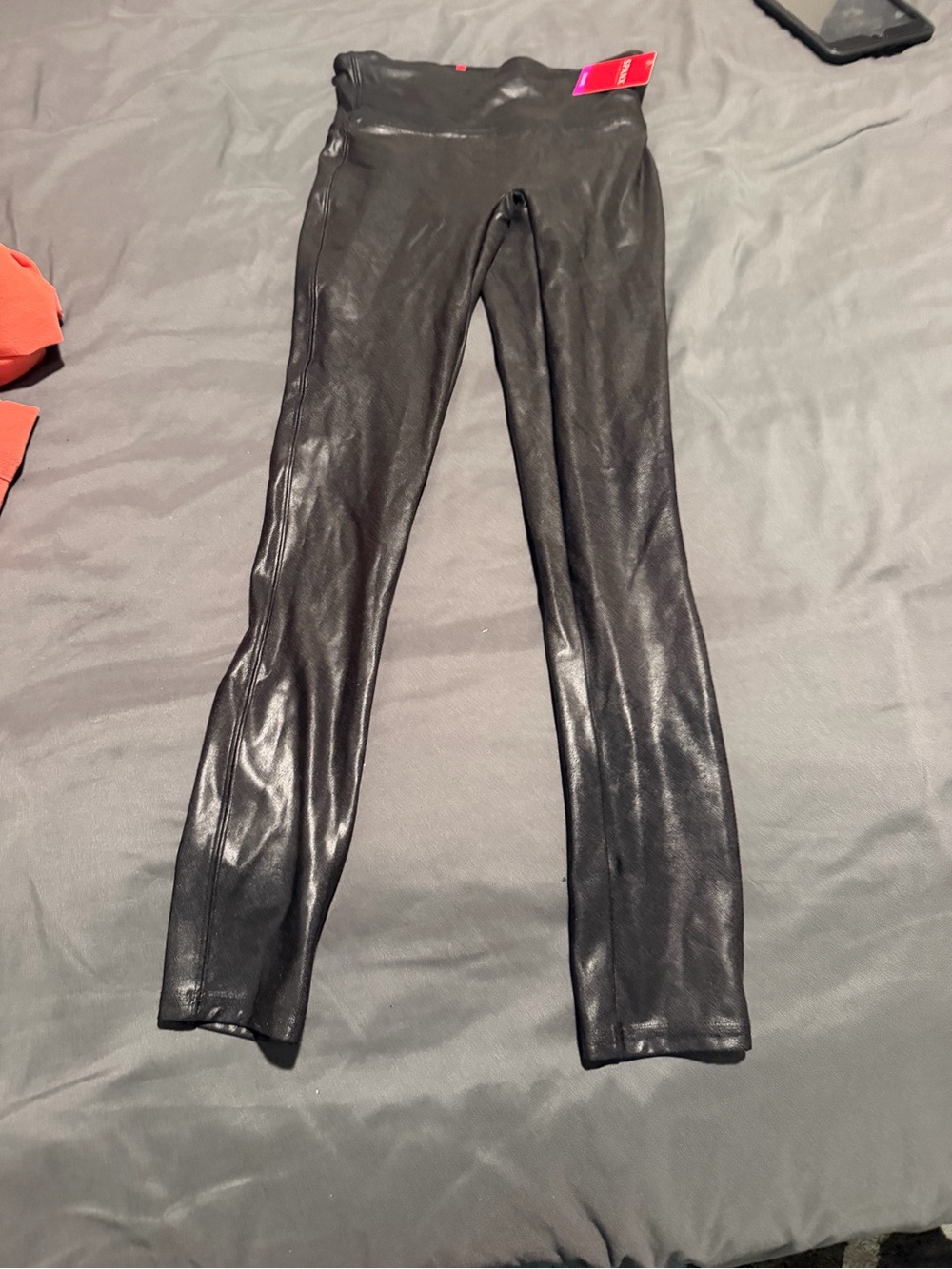 SPANX Black Faux Leather-Look Jeggings